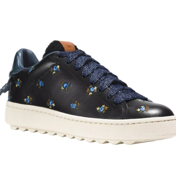 Coach Shoes - Coach Black Floral Embroidery Low Top Sneaker